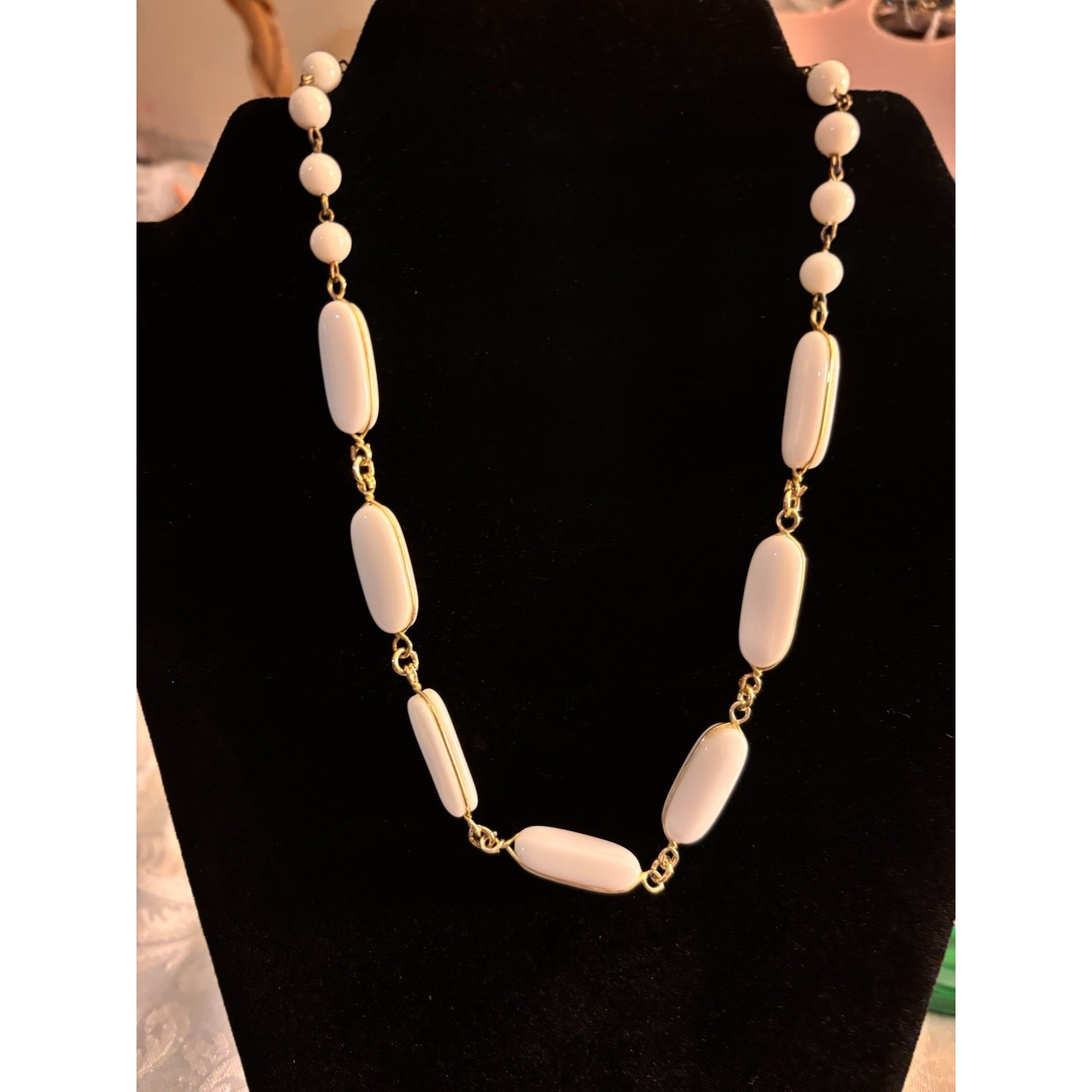 West Germany Stamped White With Gold Necklace Vintage Signed 19$